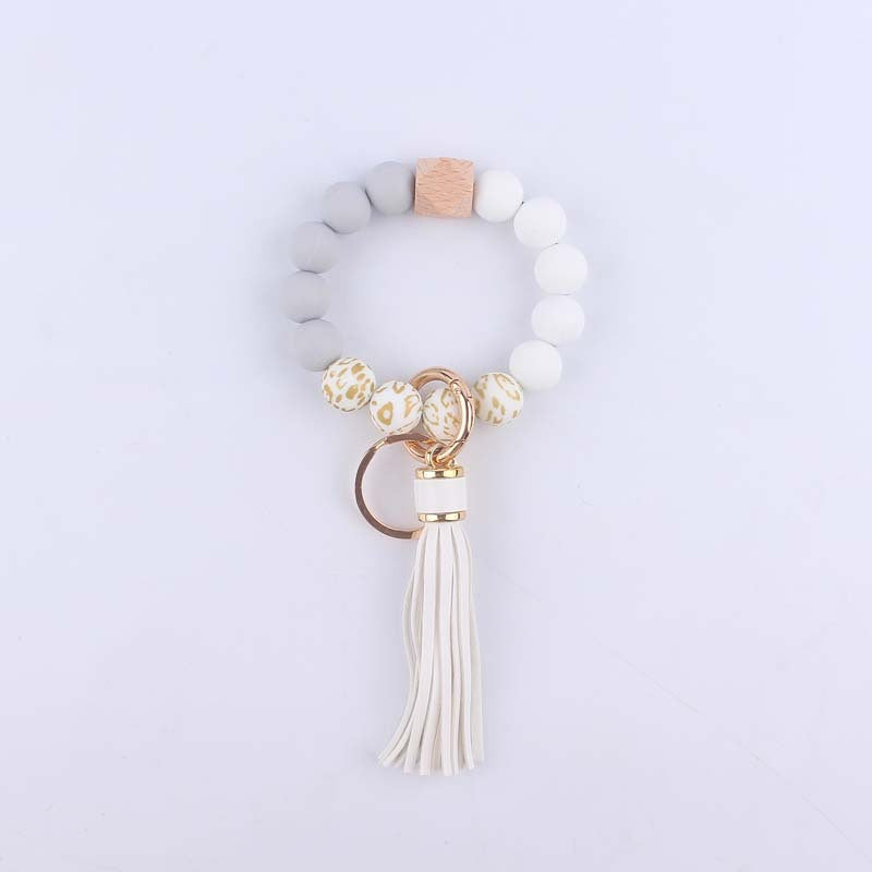 Llaves de muñeca con cuentas de silicona impresas al por mayor